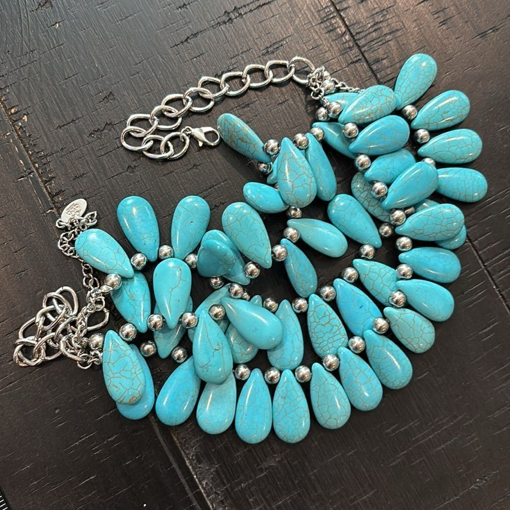 Boho Substantial Turquoise Bib Statement Western … - image 7